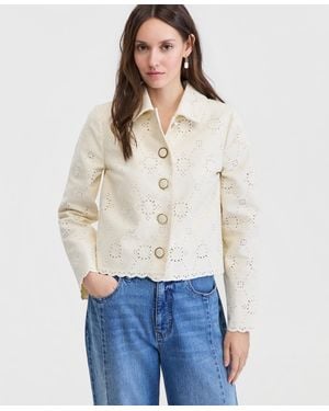 On 34th Cotton Eyelet Scallop Hem Jacket - White
