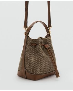Mango Printed Logo Bucket Bag - Brown