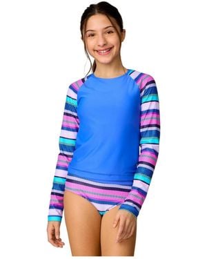 Free Country Girl's Rash Guard And Bikini Swim Set - Blue