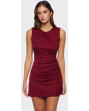 B Darlin Slinky Side Ruched Dress - Red