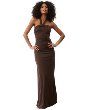 Six Stories Halter Neck Sculpt Bridesmaid Dress - Brown
