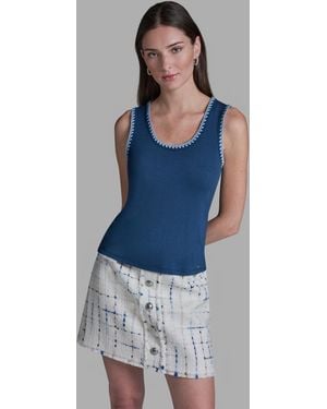 BCBGMAXAZRIA Scoop Neck Sleeveless Knit Top - Blue