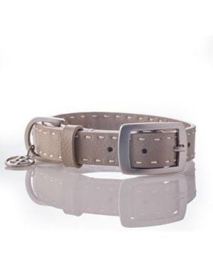 Pet Passion Rein The Saddle Stitch Faux Leather Collar - Gray