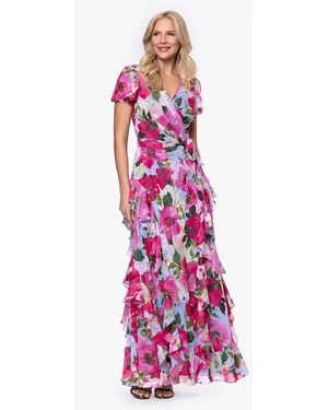 Betsy & Adam Petite V-neck Floral Maxi Dress - Purple
