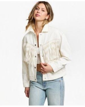 And Now This Now This Fringe Trim Denim Jacket Macys Exclusive - White