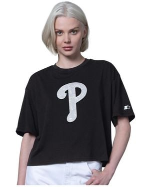 Starter Philadelphia Phillies Holy Grail Boxy Cropped T-shirt - Blue