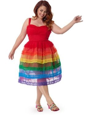 Unique Vintage Plus Size Tiered Sheer Swing Dress