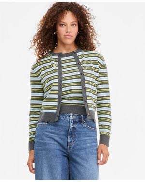 On 34th Long-sleeve Crewneck Cardigan - Blue