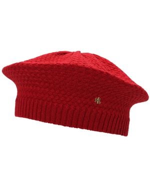 Ralph Lauren Basket Knit Beret Hat - Red