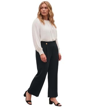 Avenue Plus Size Cool Hand Wide-leg High-rise Side-zip Pants - Black