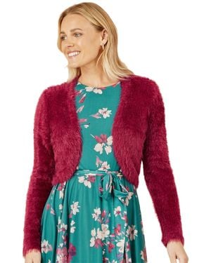Yumi' Eyelash Knit Bolero - Red