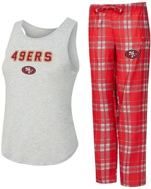 Concepts Sport 2-piece Heather Gray/scarlet San Francisco 49ers Regulate Plaid Tank Top And Pants Sleep Set - Red