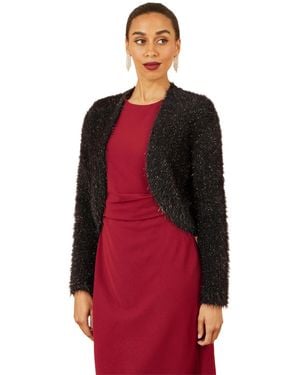 Yumi' Metallic Fluffy Eyelash Bolero - Red