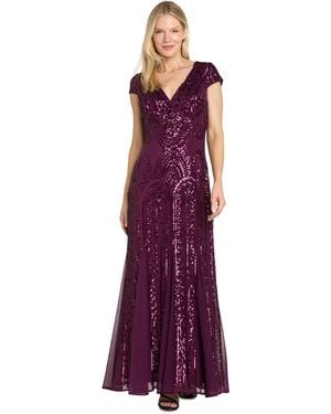 R & M Richards Petite Beaded Maxi Dress - Purple