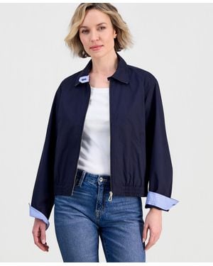 Nautica Cotton Solid Zip-front Jacket - Blue