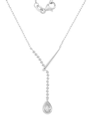Macy's Rhodium Over Sterling Silver Cubic Zirconia Pear Y Necklace - White
