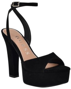 Guess Hitten High Block Heel Platform Sandals - Black