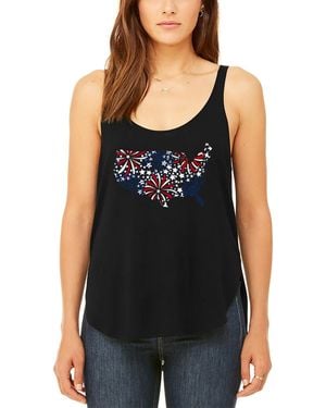 LA Pop Art Usa Fireworks Premium Word Art Flowy Tank Top - Black