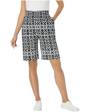 Woman Within Within Elastic-waist Knit Short - Blue