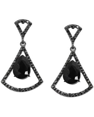 SOH Stone Bow Drop Earrings - Black