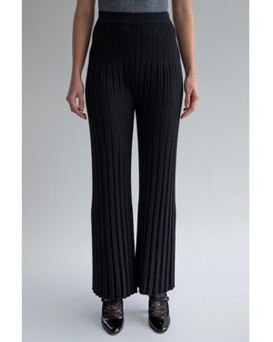 SSKEIN Marcelle Pleated Knit Pants - Black