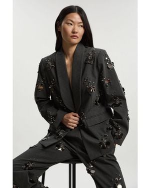 Karen Millen Embellished Single-breasted Blazer - Black