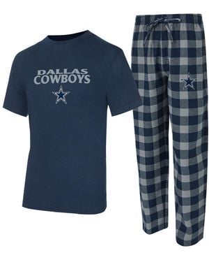 Concepts Sport Navy/gray Dallas Cowboys Avondale T-shirt Flannel Pants Set - Blue