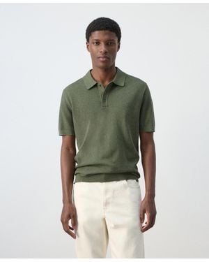 Mango Fine-knit Cotton Polo Shirt - Green