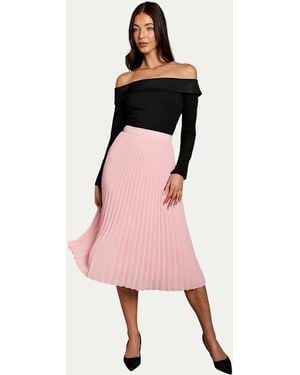 Coast Pleated Georgette Midi Skirt - Pink