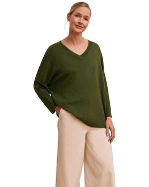 Celtic & Co. Slouchy V-neck Pure Wool Sweater - Green