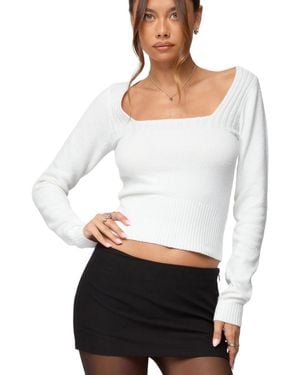 Edikted Kerry Square Neck Knit Top - White