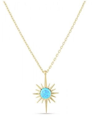 Spero London Blue Opal Northernstar Sterling Silver Pendant Necklace - Metallic