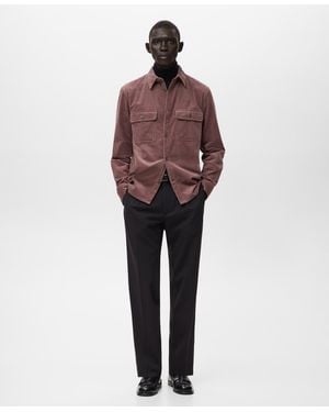 Mango Pockets Corduroy Overshirt - Red