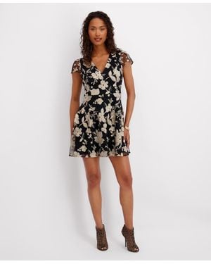 Kensie Embroidered Fit And Flare Dress - Multicolor