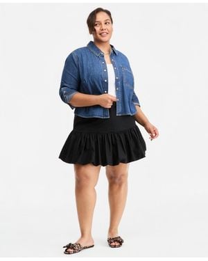 On 34th Trendy Plus Size High-rise Drop-waist Bubble-hem Skirt - Blue
