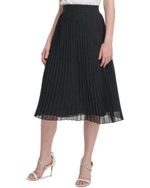 DKNY Pleated Midi Skirt - Black