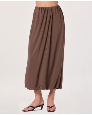 Astr Bubble Hem Midi Skirt - Brown