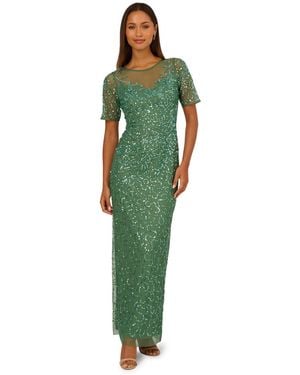 princess polly baby blue dress Buy Adrianna Papell Green Beaded Long Column Dress from Next USA main image 1