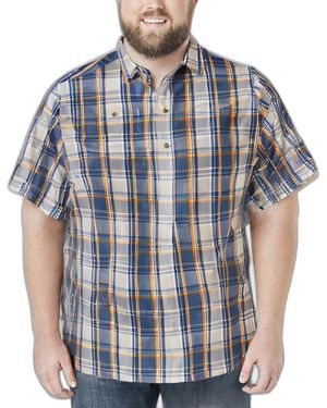 Kingsize Big & Tall Short-sleeve Plaid Sport Shirt - Blue