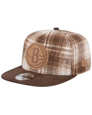 KTZ Brooklyn Nets Plaid 9fifty A-frame Adjustable Hat - Brown