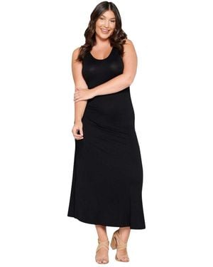 L I V D Plus Size Everyday Essential Tank Maxi Dress - Black