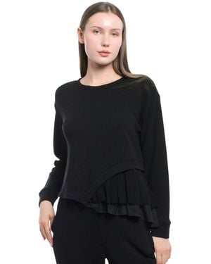 Wilt Clothing Round Neck Mix Media Sweatshirt - Black