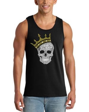 LA Pop Art Crowned Skull Word Art Graphic Tank Top - Black