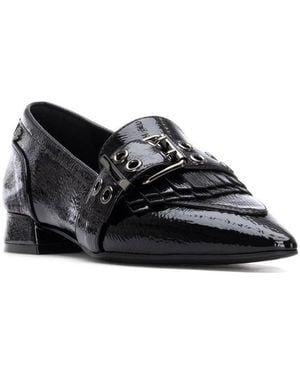Xti Leather Pointed Toe Carmela Collection Loafers - Black