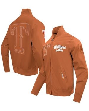 Pro Standard Texas Rangers Paint The City Twill Full-zip Jacket - Brown