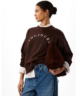 Whistles Toujours Logo Relaxed-fit Crewneck Sweatshirt - Brown