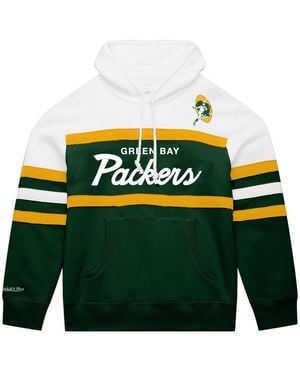 Mitchell & Ness White/green Bay Packers Big & Tall Head Coach Hoodie
