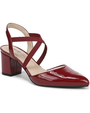 LifeStride April Block Heel Ankle Strap Slingback Pumps - Red