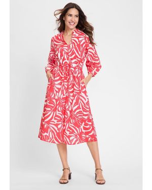 Olsen Palm Statement Print Dress - Red