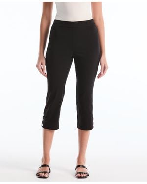 Rafaella Petite Button Detail Capri Pants - Black